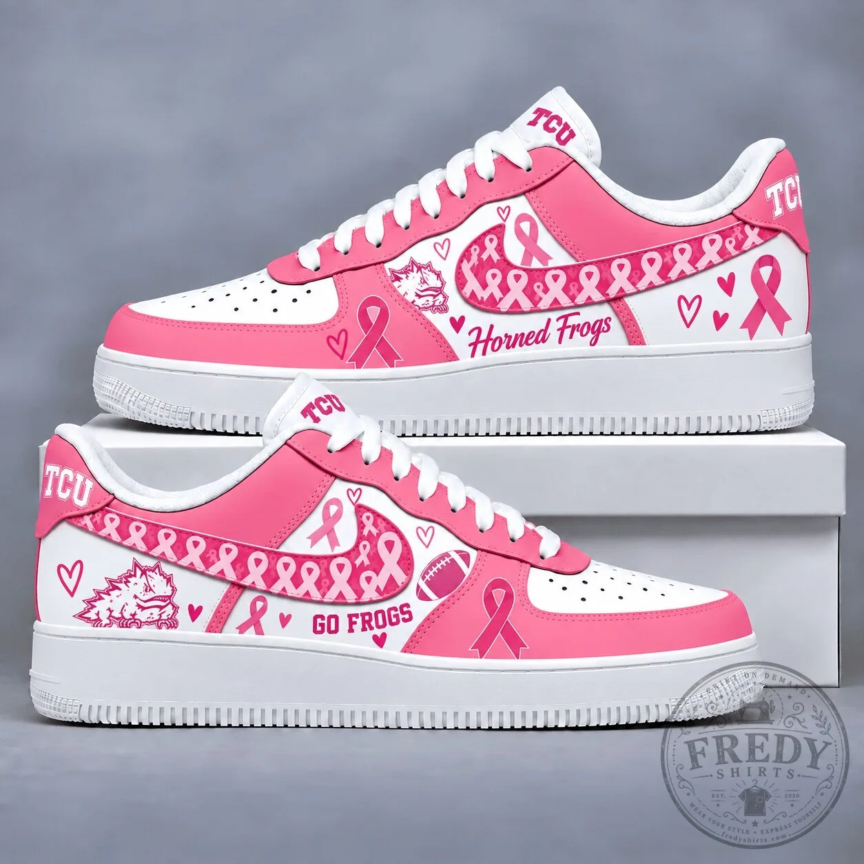 TCU Horned Frogs Breast Cancer Awareness Custom Sneakers