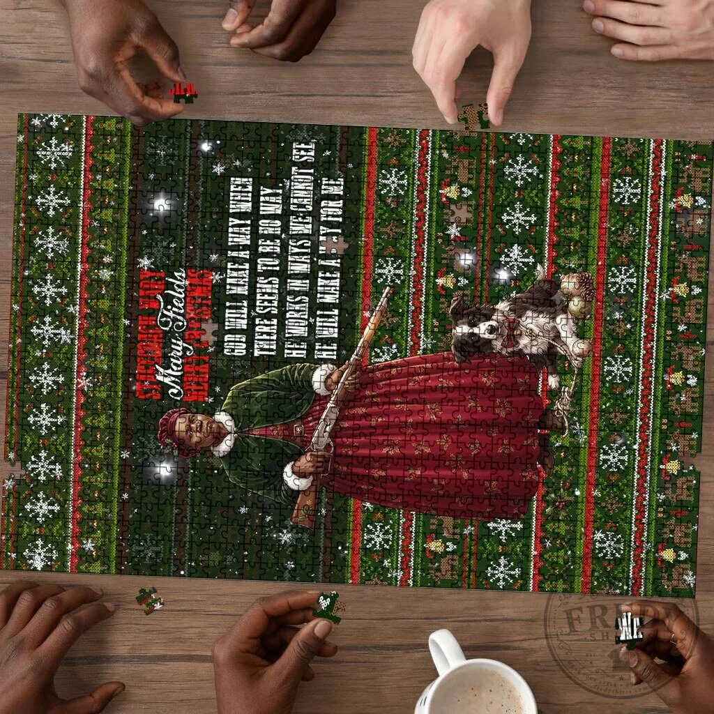 Stagecoach Mary Fields Ugly Christmas Sweater Style Jigsaw Puzzle 6 Stagecoach Mary Fields Ugly Christmas Sweater Style Jigsaw Puzzle