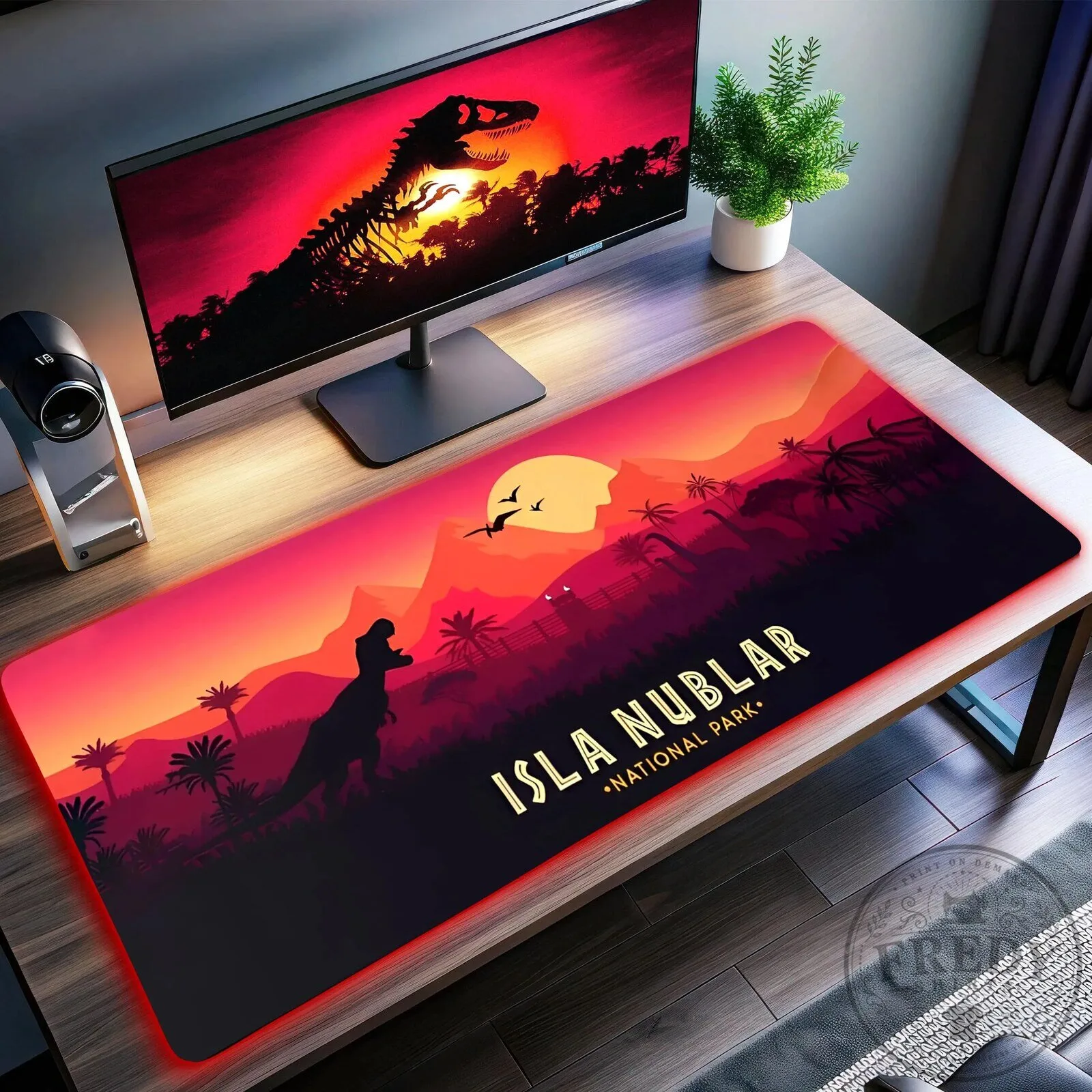 Jurassic Park Isla Nublar Sunset Dinosaur LED Gaming Mousepad 5 Jurassic Park Isla Nublar Sunset Dinosaur LED Gaming Mousepad