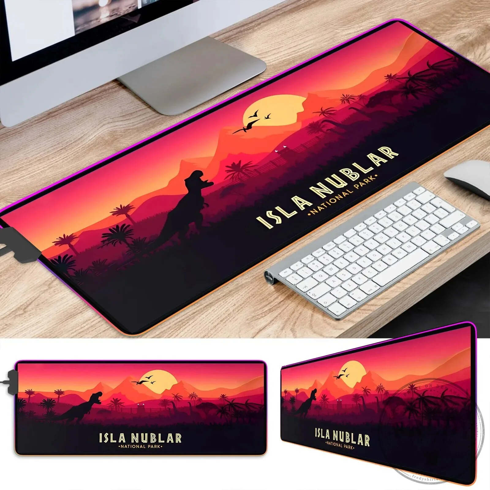 Jurassic Park Isla Nublar Sunset Dinosaur LED Gaming Mousepad 7 Jurassic Park Isla Nublar Sunset Dinosaur LED Gaming Mousepad