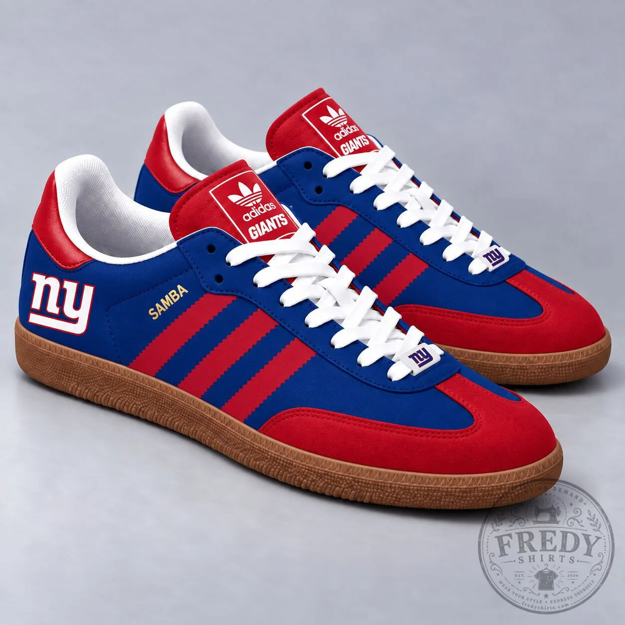 New York Giants NFL Football Team Adidas Samba Inspired Low Top Sneakers