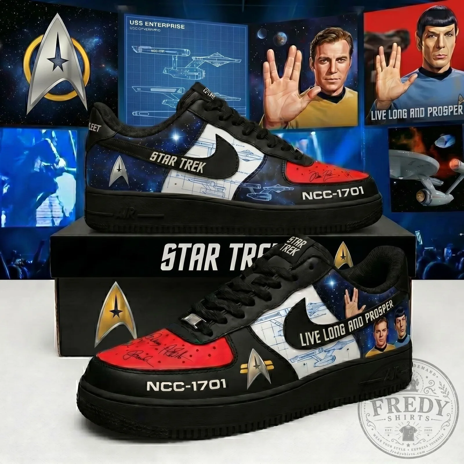 Star Trek Live Long and Prosper USS Enterprise NCC-1701 Low-Top Shoes