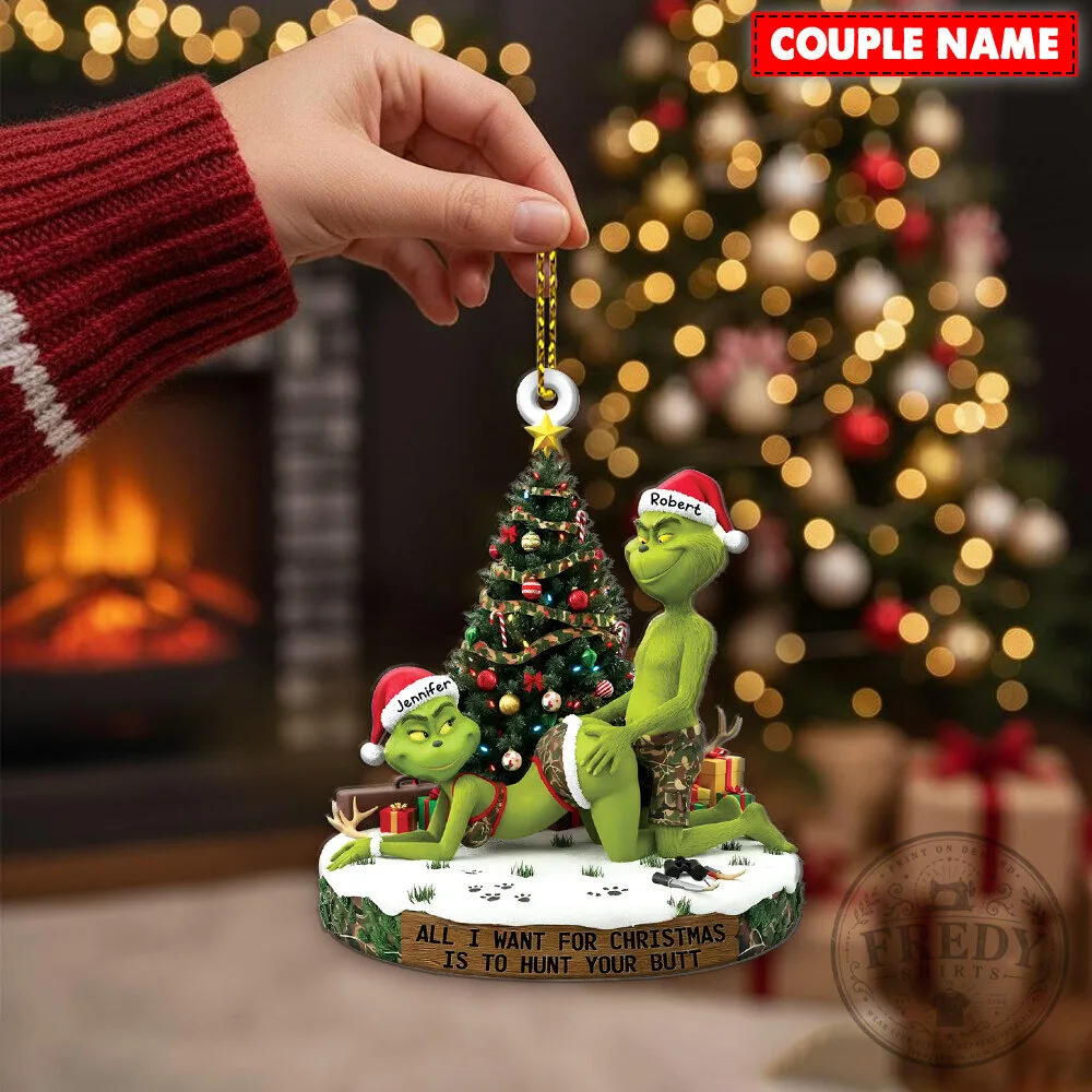 Grinch Naughty Christmas Couple Personalized Ornament