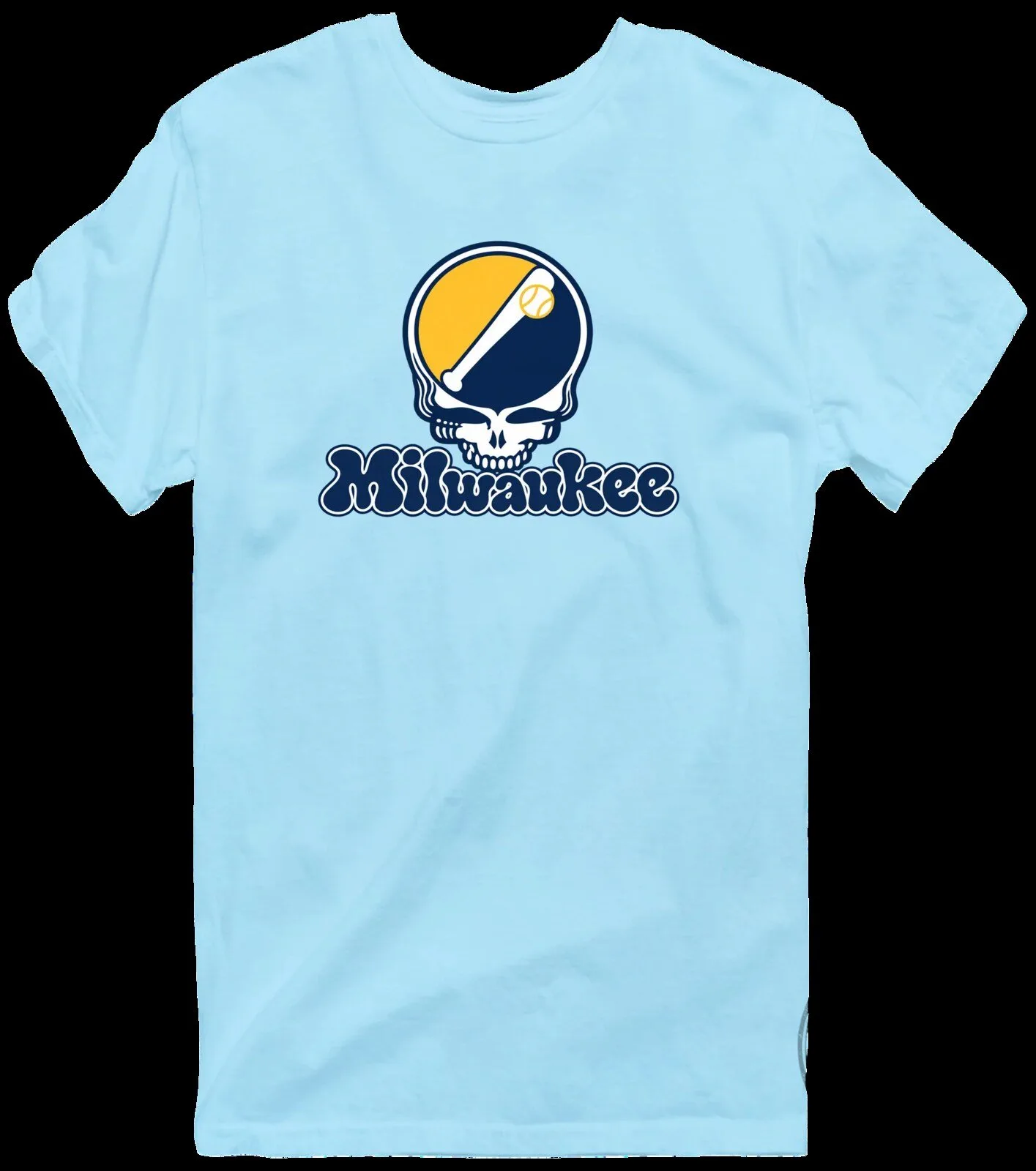 Milwaukee Baseball Stealie Grateful Dead Inspired Light Blue T-Shirt