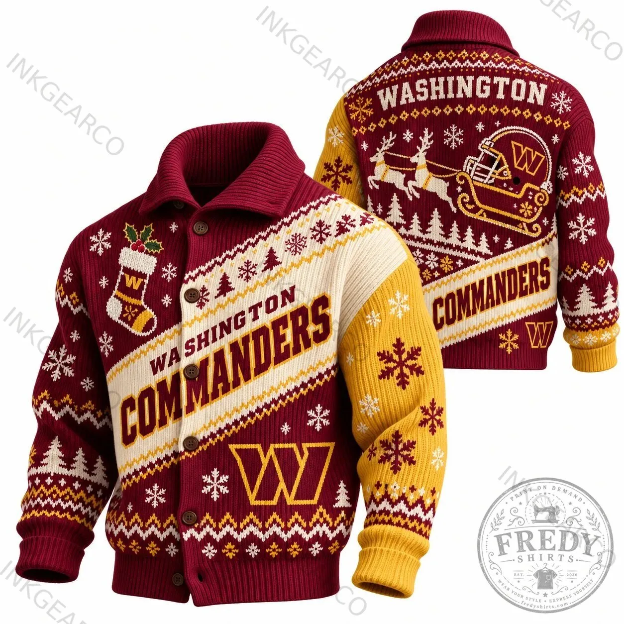Washington Commanders Christmas Holiday Ugly Sweater