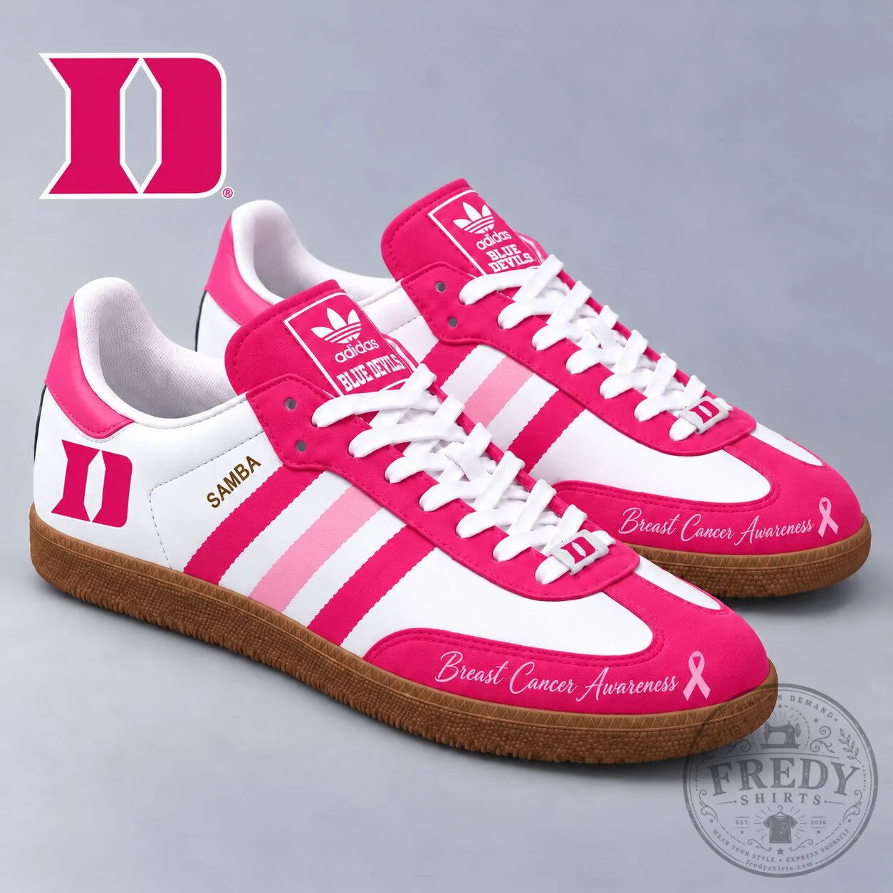 Duke Blue Devils Breast Cancer Awareness Samba Shoes