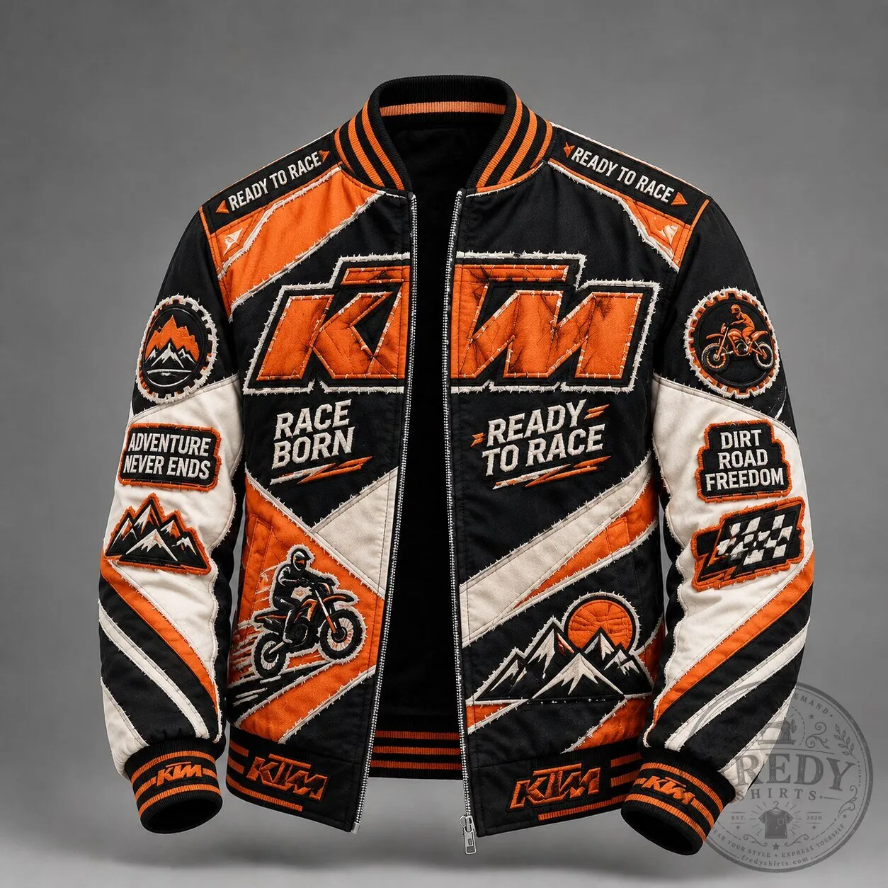 KTM Racing Orange and Black Color Block Bomber Jacket