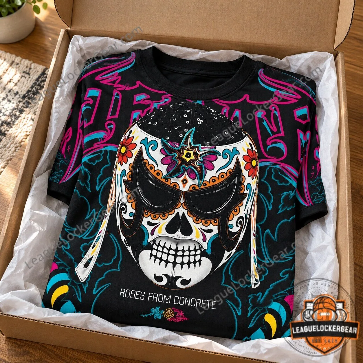 Penta El Zero Miedo Dia de los Muertos Sugar Skull Wrestling T-Shirt 11 Penta El Zero Miedo Dia de los Muertos Sugar Skull Wrestling T-Shirt