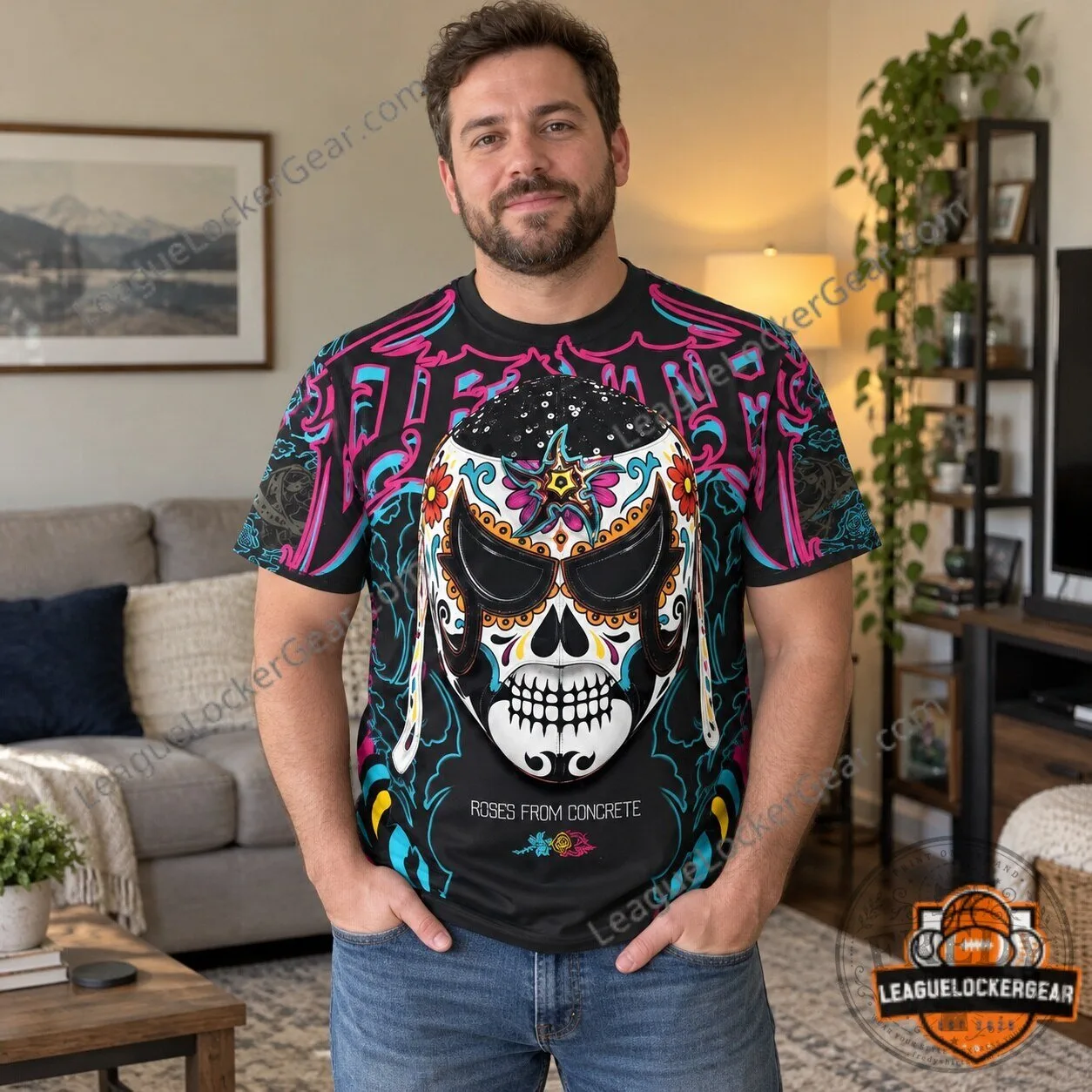 Penta El Zero Miedo Dia de los Muertos Sugar Skull Wrestling T-Shirt 12 Penta El Zero Miedo Dia de los Muertos Sugar Skull Wrestling T-Shirt