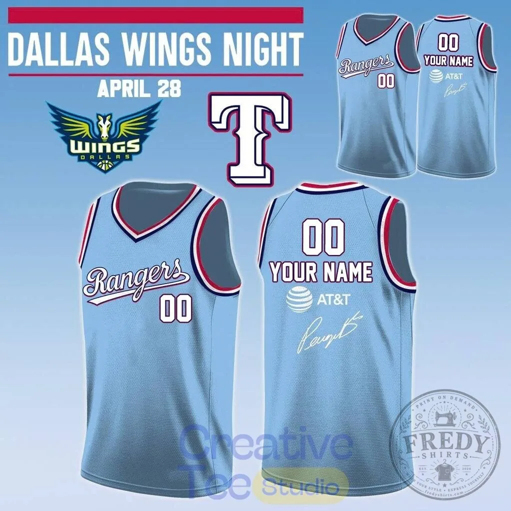 Texas Rangers Dallas Wings Night Paige Bueckers Signature Basketball Jersey 3 Texas Rangers Dallas Wings Night Paige Bueckers Signature Basketball Jersey