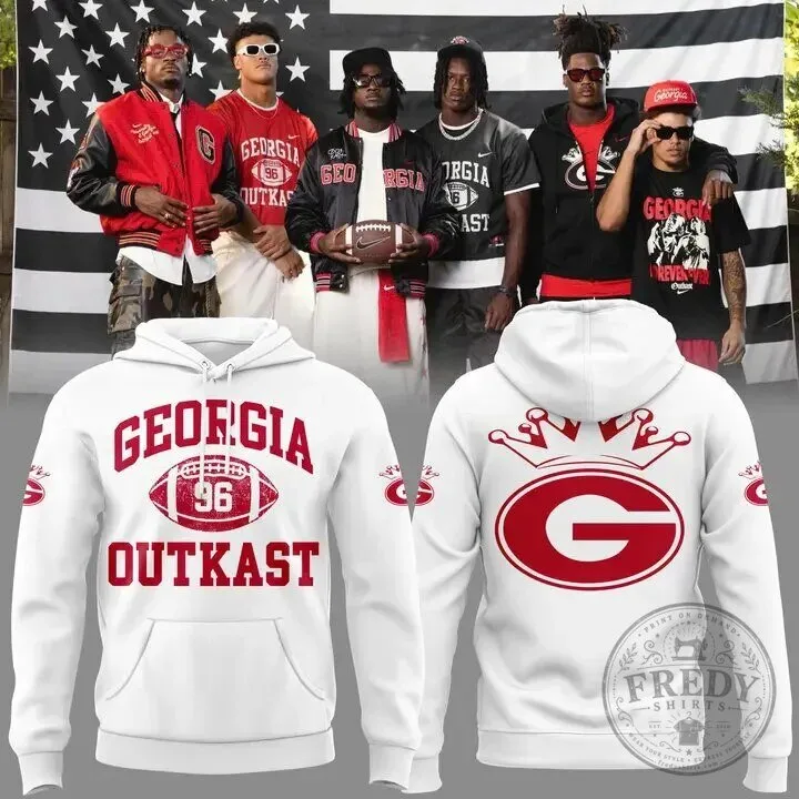 Georgia Bulldogs and Outkast Football Team White Hoodie